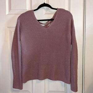 Be Cool Women's Lavender Crisscross Back Pullover Knit Sweater S